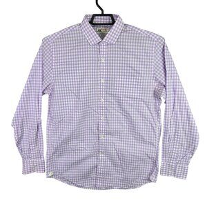 Mens Thomas Mason J. Crew Purple White Checkered Shirt Button Up Cotton Size L